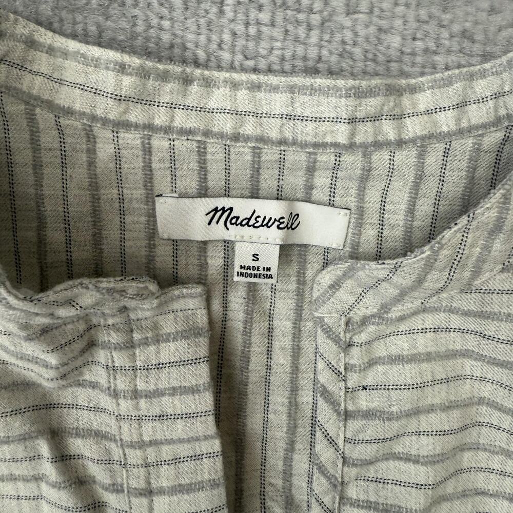 Madewell Shirt Womens Small Gray Striped Split Neck Tunic Lightweight Blouse - Picture 3 of 8